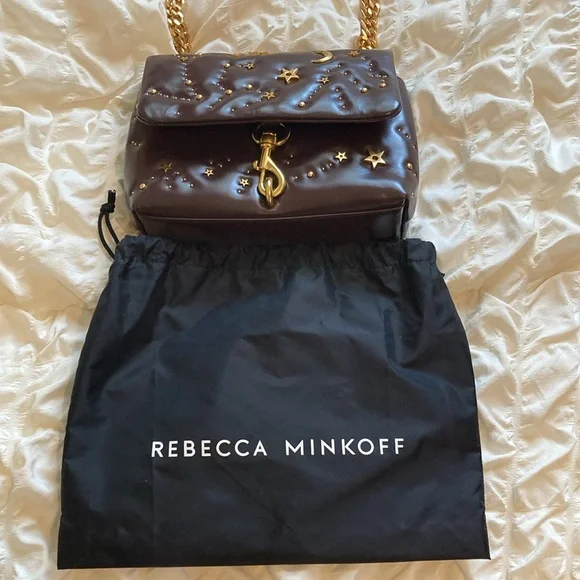 Rebecca Minkoff Edie Crossbody Handbag Bag Celestial Moon Stars Gold Hardware - Picture 6 of 6